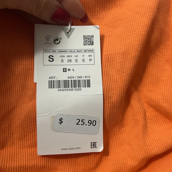 Orange mini dress with side cut outs. Zara Size small new with tags - Picture 2 of 3